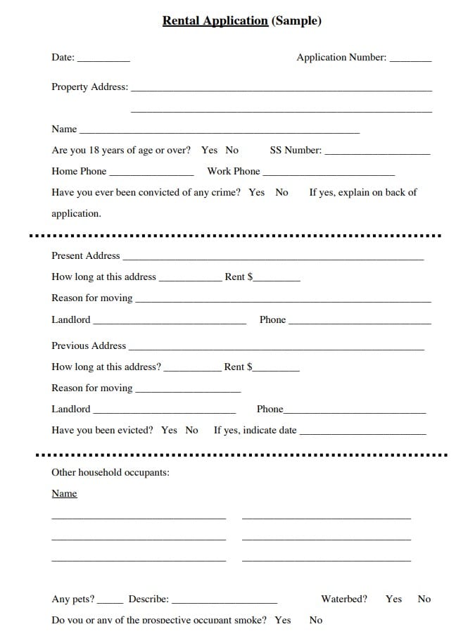 Basic Rental Application Form